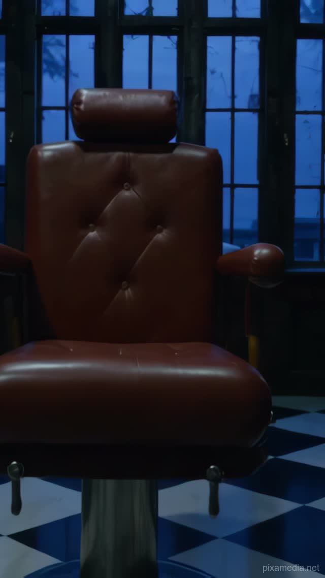Leather Chair in Blue Hour - Architecture & Interior AI stock